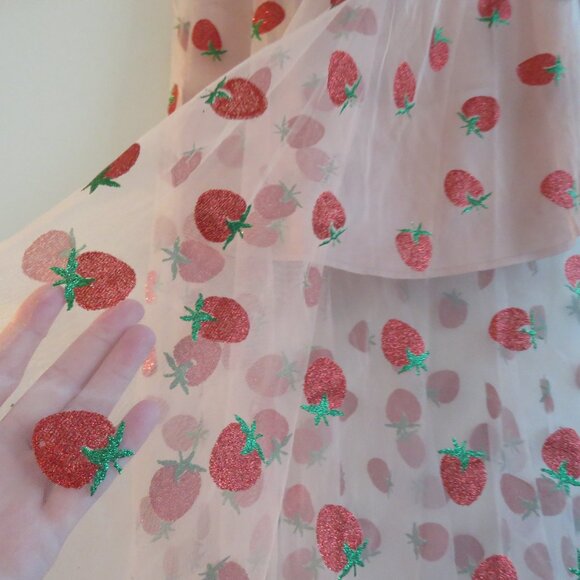 MASKED QUEEN COTTAGECORE Strawberry Tulle Midi Dress Coquette Whimsy Retro NWT - Picture 11 of 16
